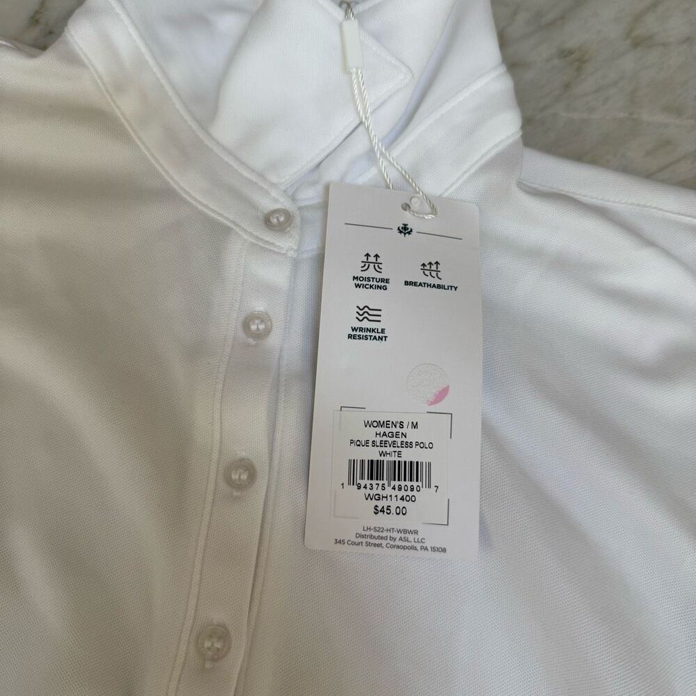 Lady Hagen Women’s  Golf Polo Pique Polo SHIRT Size M White NWT - Picture 3 of 8
